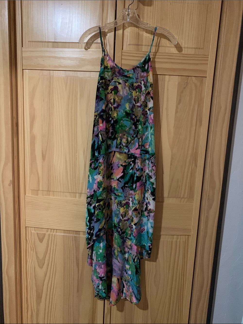 Tolani Silk Multicolor Floral Watercolor High-Low Maxi Dress